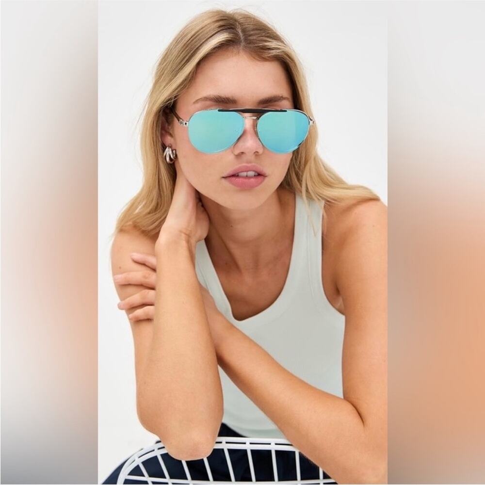 VONTÉLLE Cerulean Blue Celofis Silver Metal Sunglasses